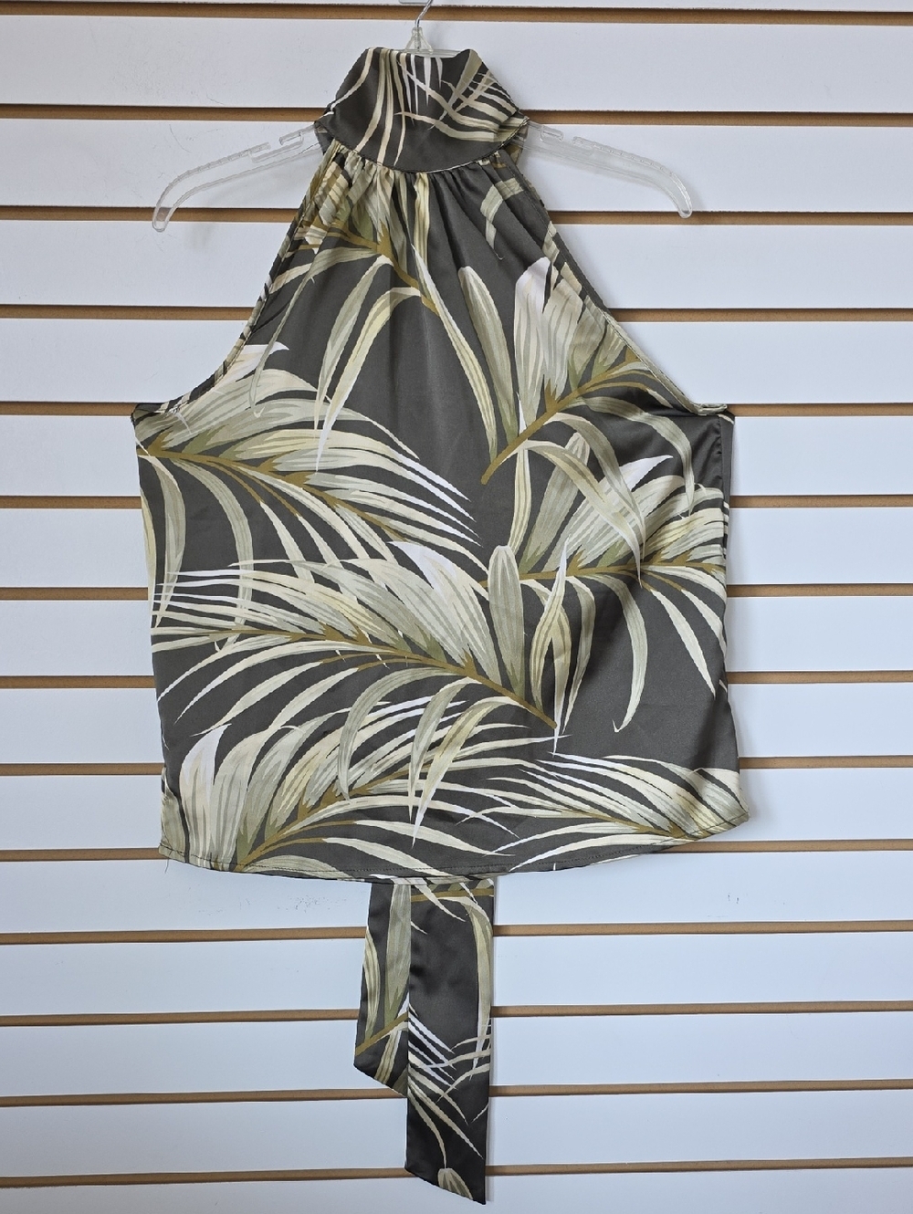 Rachel Zoe Olive Green Tropical Print Halter Top